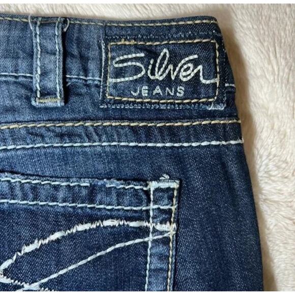 Silver Jeans Dark Wash Mid Rise Santorini Capri Jeans Size W 31 - Picture 5 of 10